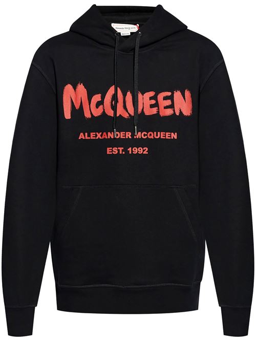 black/red cotton jersey sweatshirt Alexander McQueen | 688715QTAAB0509